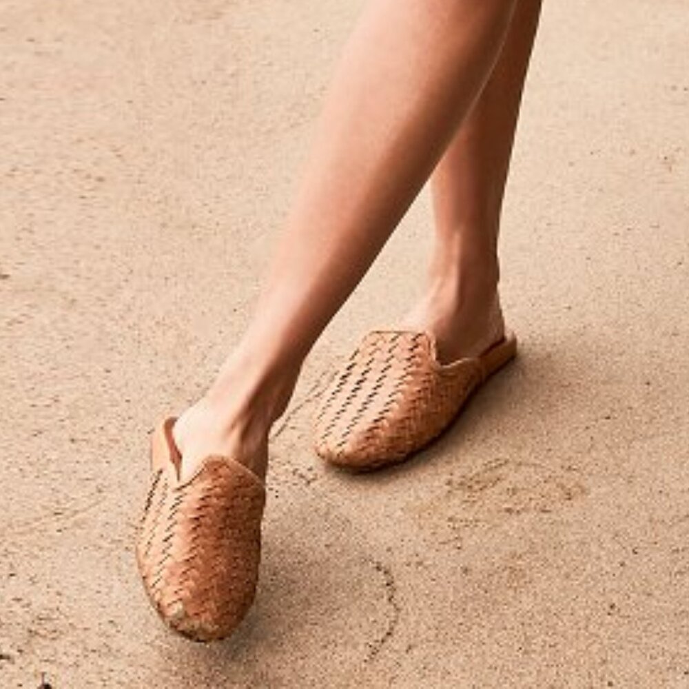 OluKai Mi’i Woven Leather Mules in Tan - Picture 3 of 16